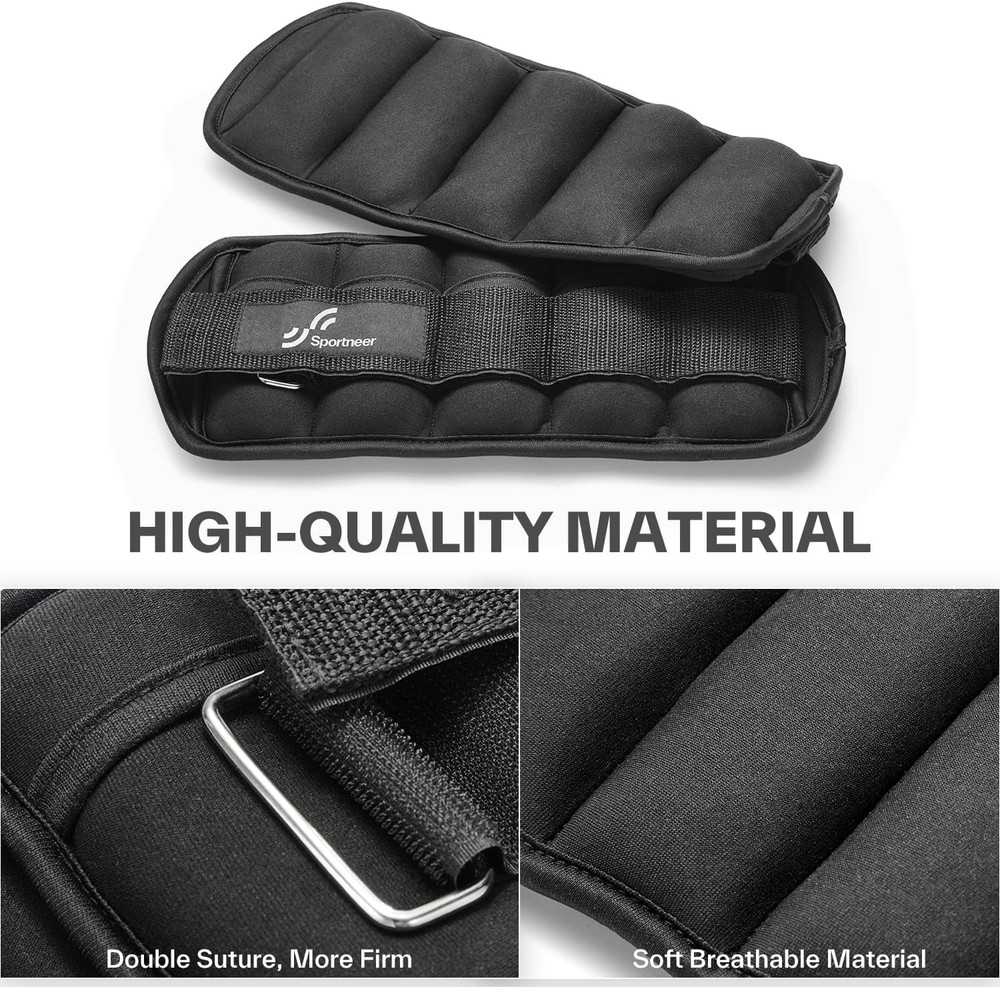 Ankle Weights 2–10 lbs – Neoprene, Removable, Workout.