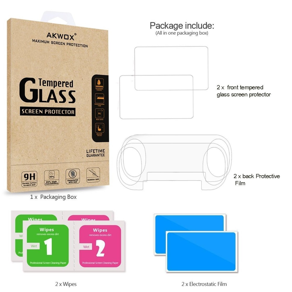 AKWOX 2 Front+2 Back Covers Screen Protectors For PSV 2000 front and back