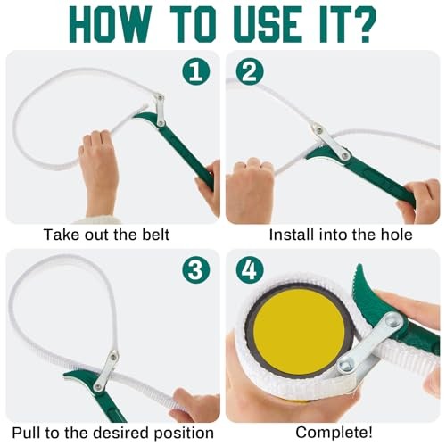 2 Pcs Strap Wrench 12" 16" Nylon Strap Pipe Wrench Adjustable Green Handle