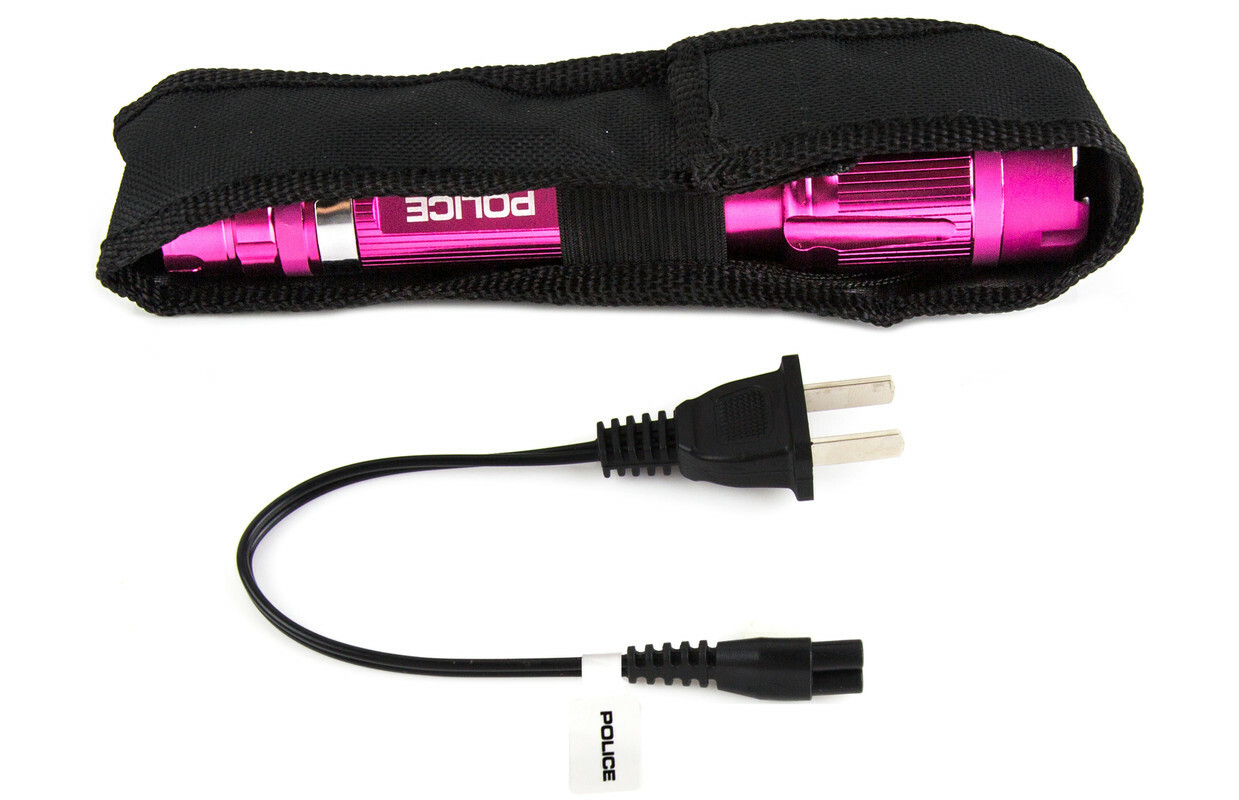 POLICE Stun Gun 1159 650 BV Heavy Duty Metal Rechargeable LED Flashlight Pink