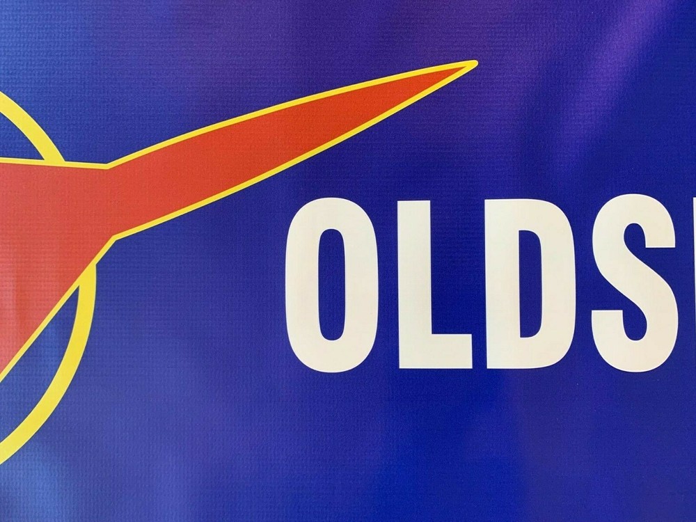 OLDSMOBILE w/ROCKET Garage Banner Sign (Large 2'x5')