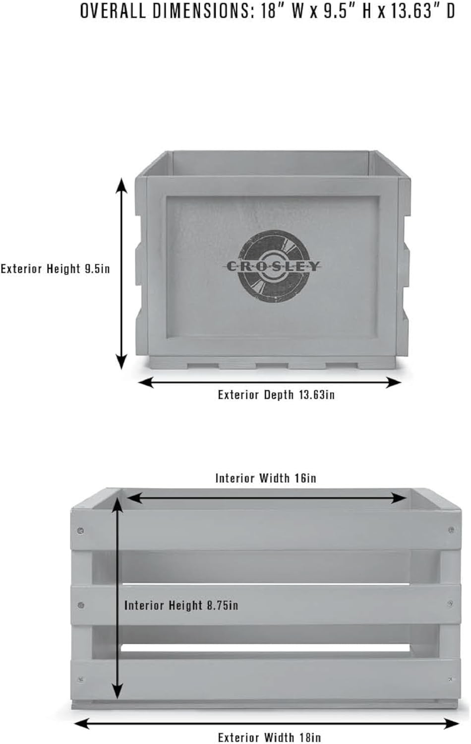 Record Storage Crate Holds up to 75 Albums, Natural
