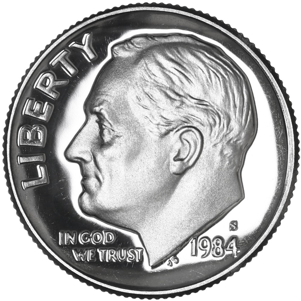 1984 S Roosevelt Dime Gem DCam Proof CN-Clad