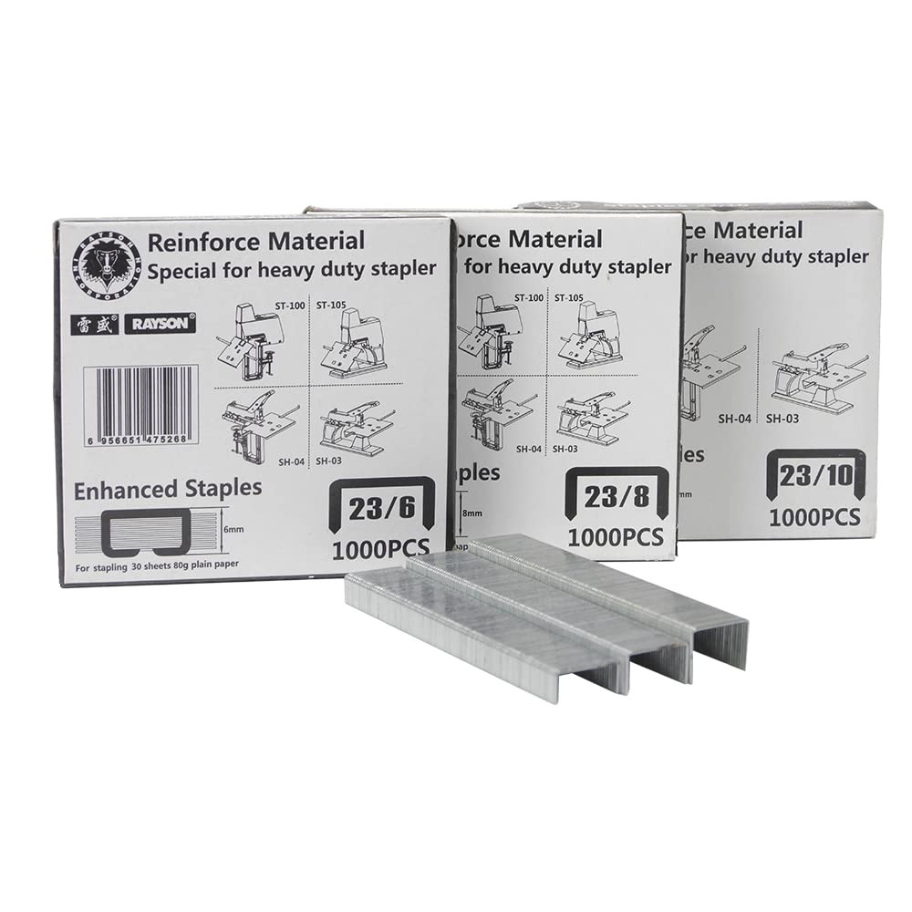 Rayson Heavy Duty Staples, 23/6, 23/8, 23/10 Versatile Multi-Size Pack Enhanced