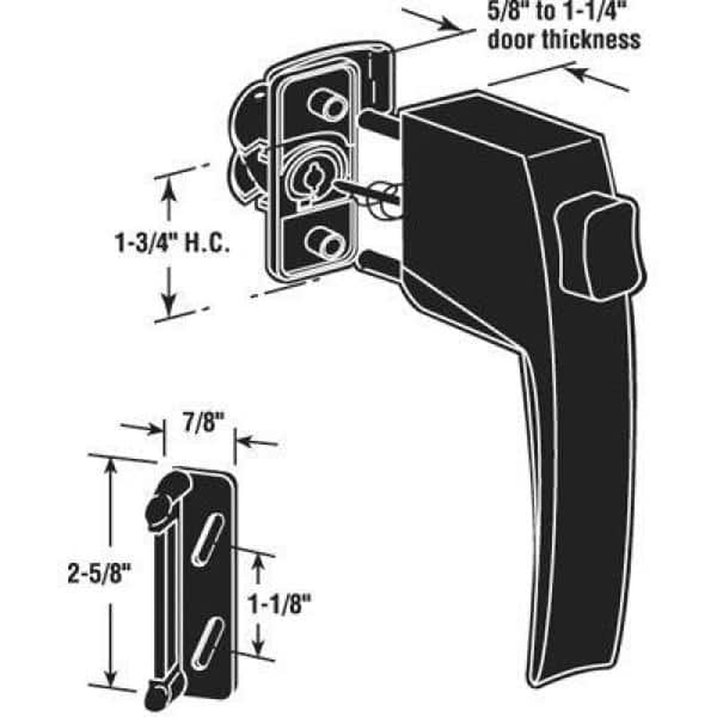 Screen and Storm Door Push Button Latch Set with Night Lock, Black (Single Pack)