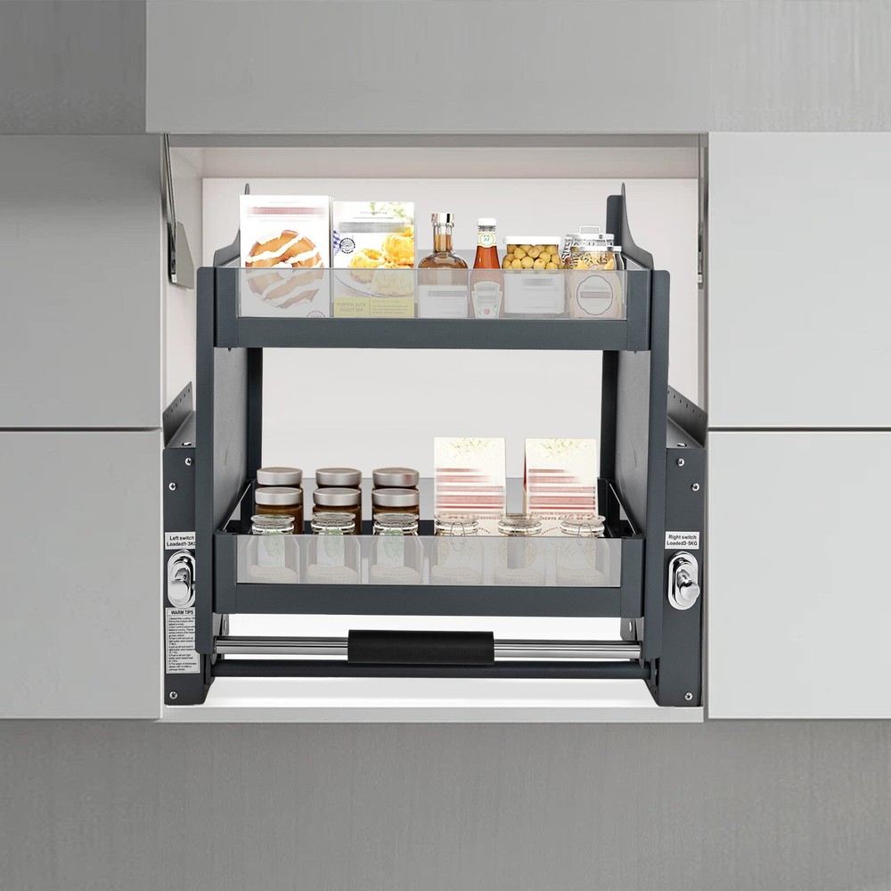 Pull Down Shelf Upper Kitchen Wall Cabinet Storage Organizer (24inch Cabinet)