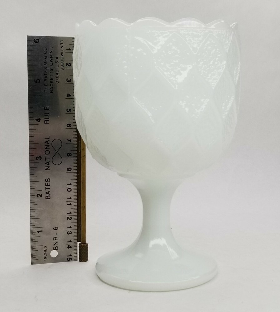 Vase Milk Glass Large Depression Glass, X Pattern