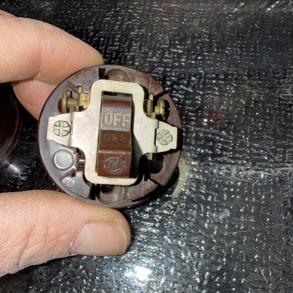 Vintage Round Surface mount Toggle Light Switch Bakelite early 1900s