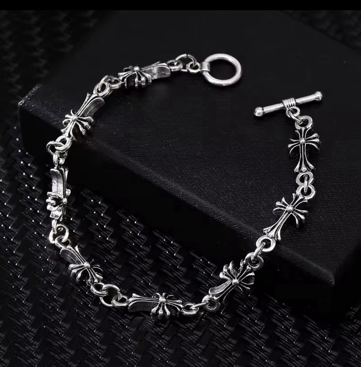 Chrome Hearts Style Cross Bracelet - Gothic Silver Jewelry , Y2K