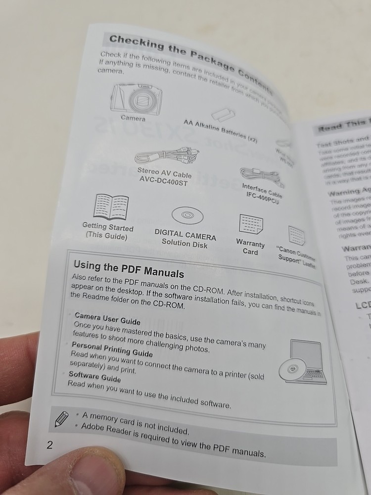 Canon Powershot SX130 IS Getting Started Booklet