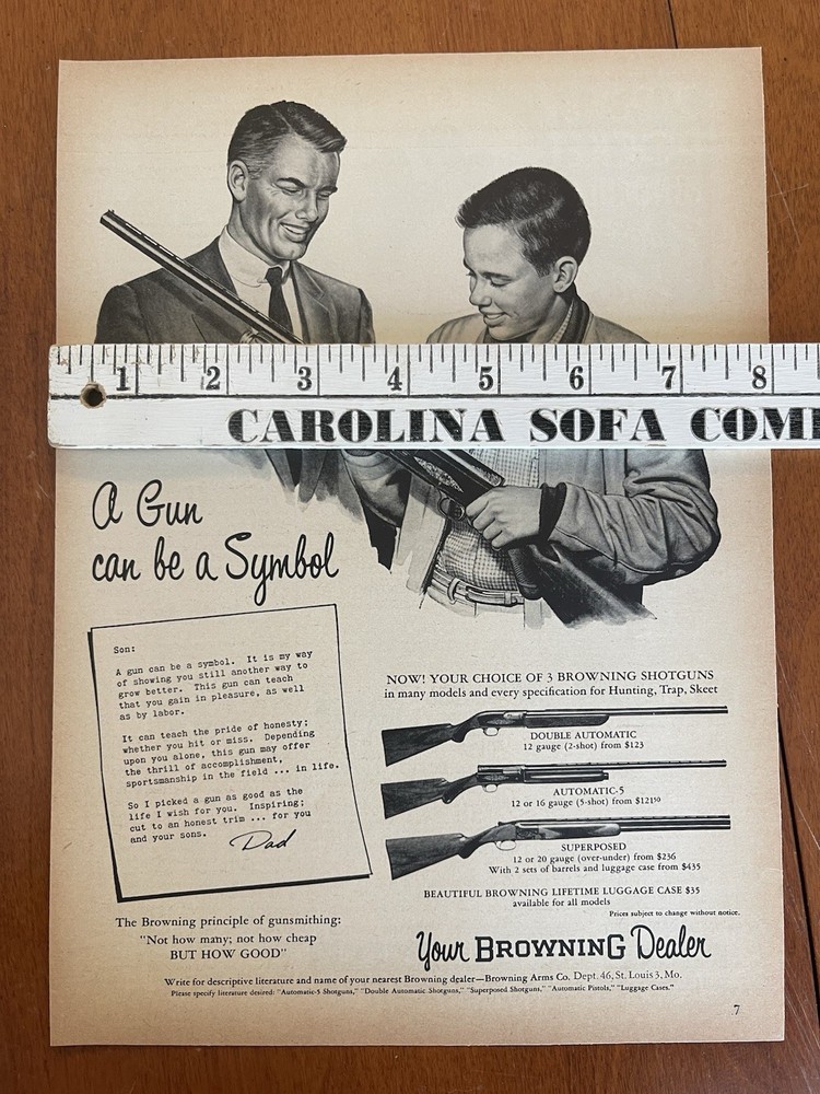 Vintage 1955 Print Ad Browning Models Automatic 5, Double Automatic & Superposed