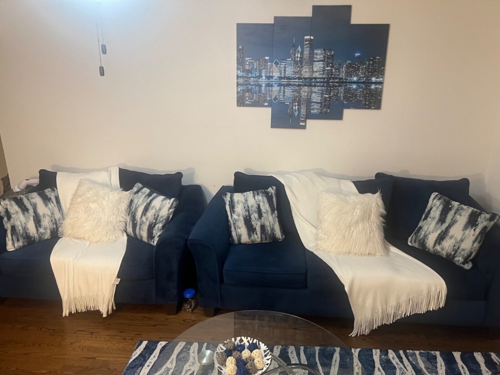 Navy blue couch & loveseat