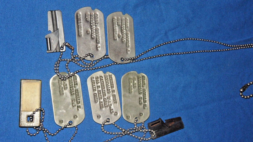 5 WWII WW2 Army robert j gray donald m grey  OHIO Dog Tags ID Tags Next of Kin