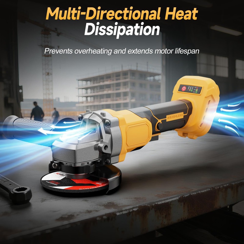 Cordless Angle Grinder, Brushless 4-1/2” Power Grinder Compatible with DeWalt...