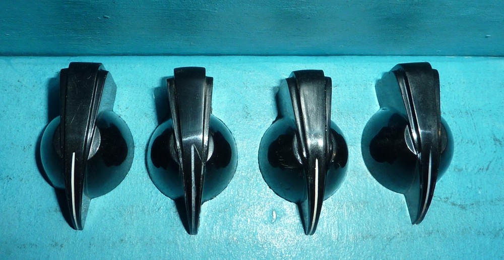 4 Kurz Kasch Black Chicken Head Knobs Flat Back 1/4in Shaft
