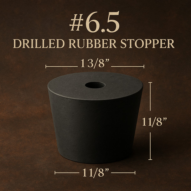 LD Carlson No. 6.5 Drilled Rubber Stopper