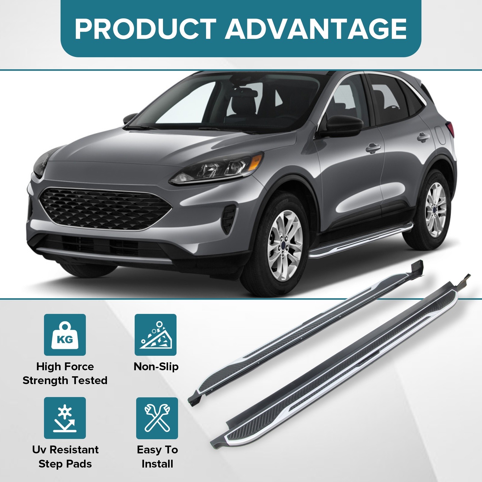 Running Boards Side Step Pedal Nerf Bar Fits For 2020-2025 Ford Escape