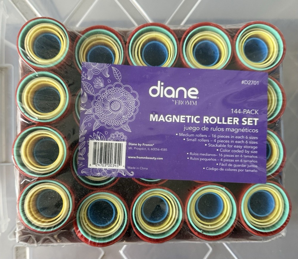 DIANE by Fromm 144 Pack Assorted Magnetic Rollers D2701 6 Color Coded Sizes New
