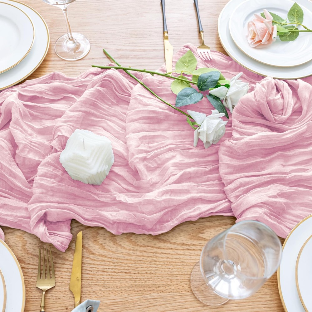 12Pack Pink Cheesecloth Table Runner 10FT Boho Gauze Spring Easter Cheese Clo...