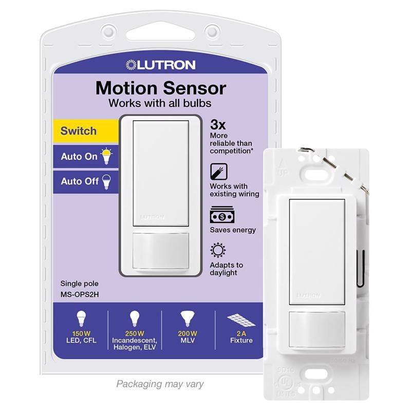 Lutron Maestro Occupancy 2A Single Pole Motion Sensor Switch White
