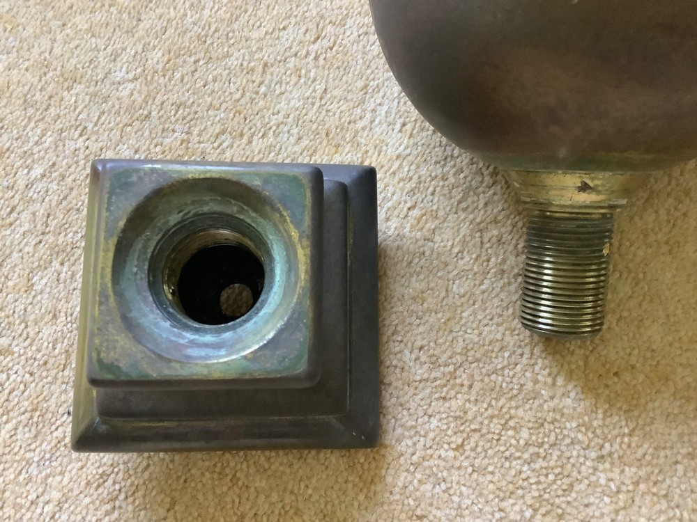 Pair Antique Brass Newel Posts Finials