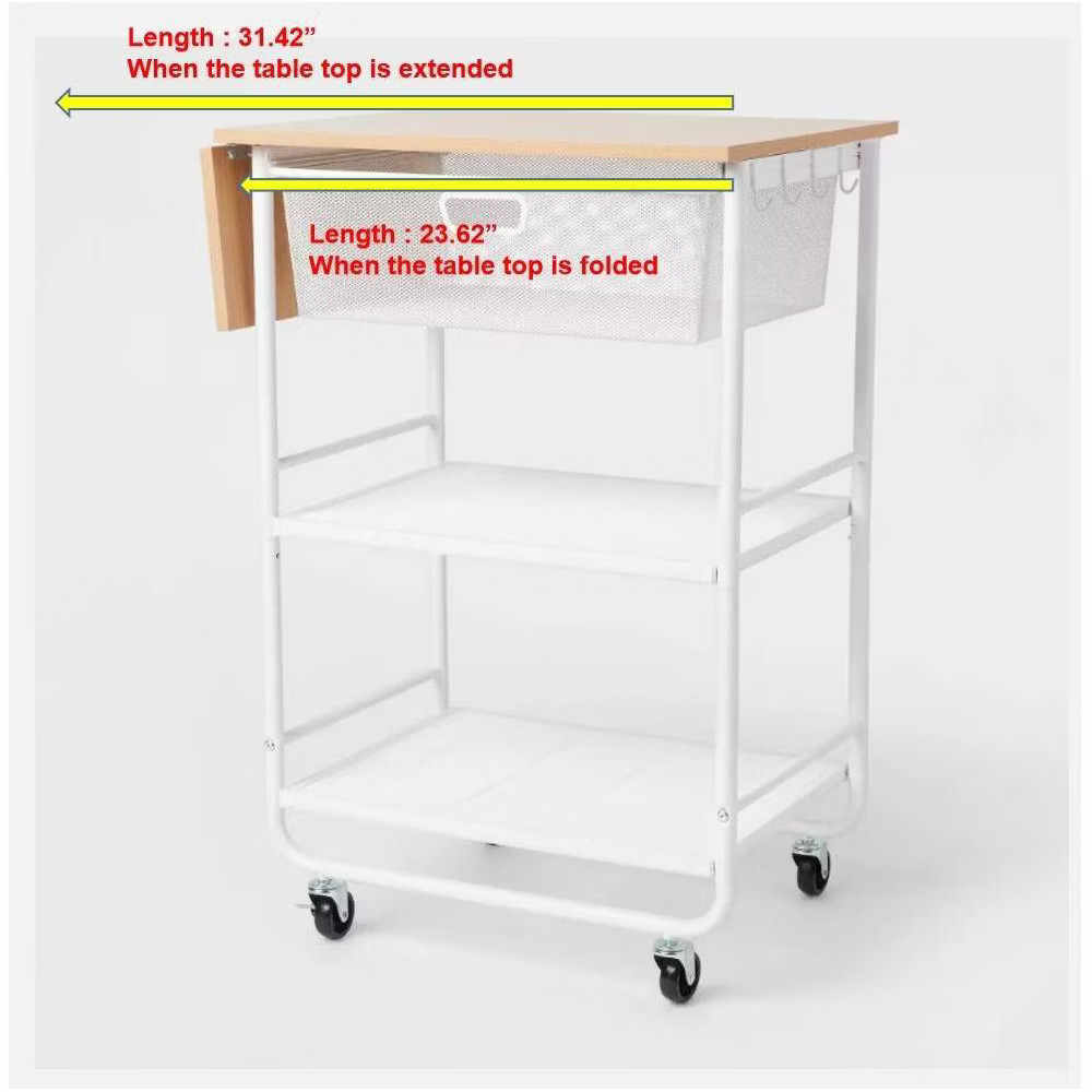 Brightroom Modern Plastic Steel Wood 3 Shelves Hooks Storage Black Metal Mesh