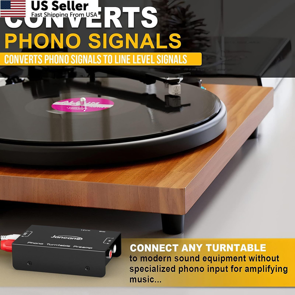 Phono Turntable Preamp,Low Noise Stereo Preamplifier with RCA Input/TRS...