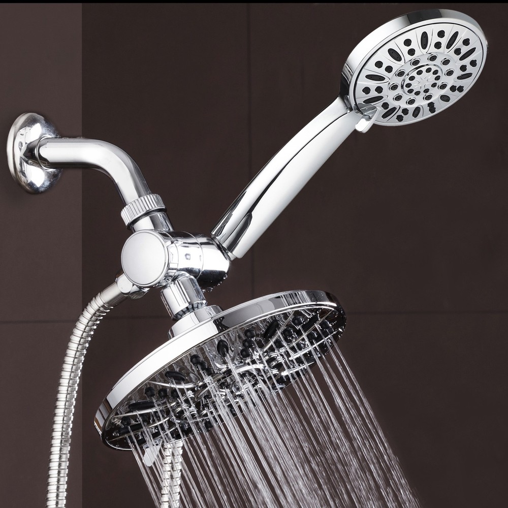AquaDance® Multi-Setting Chrome Rainfall Shower Head Combo