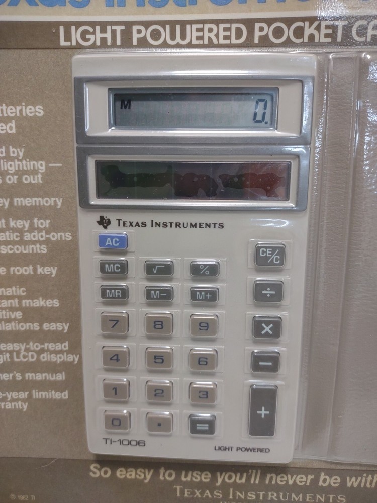 Texas Instruments TI-1006 Light Powered Pocket Calculator Sealed Package 1982