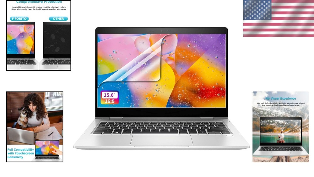 2-Pack 15.6" Laptop Screen Protectors - Glossy & Touchscreen Compatible