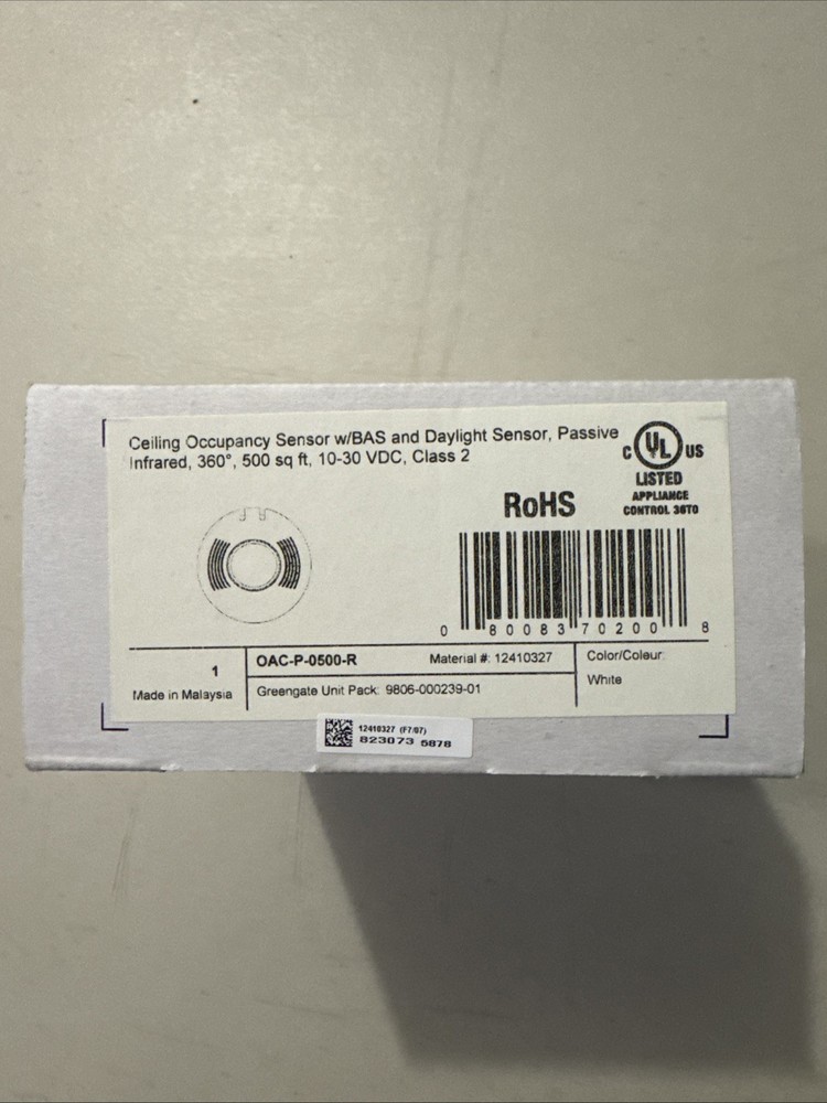 Cooper Greengate OAC-P-0500 Ceiling Occupancy Sensor, White, 360 Degrees, 500 sq