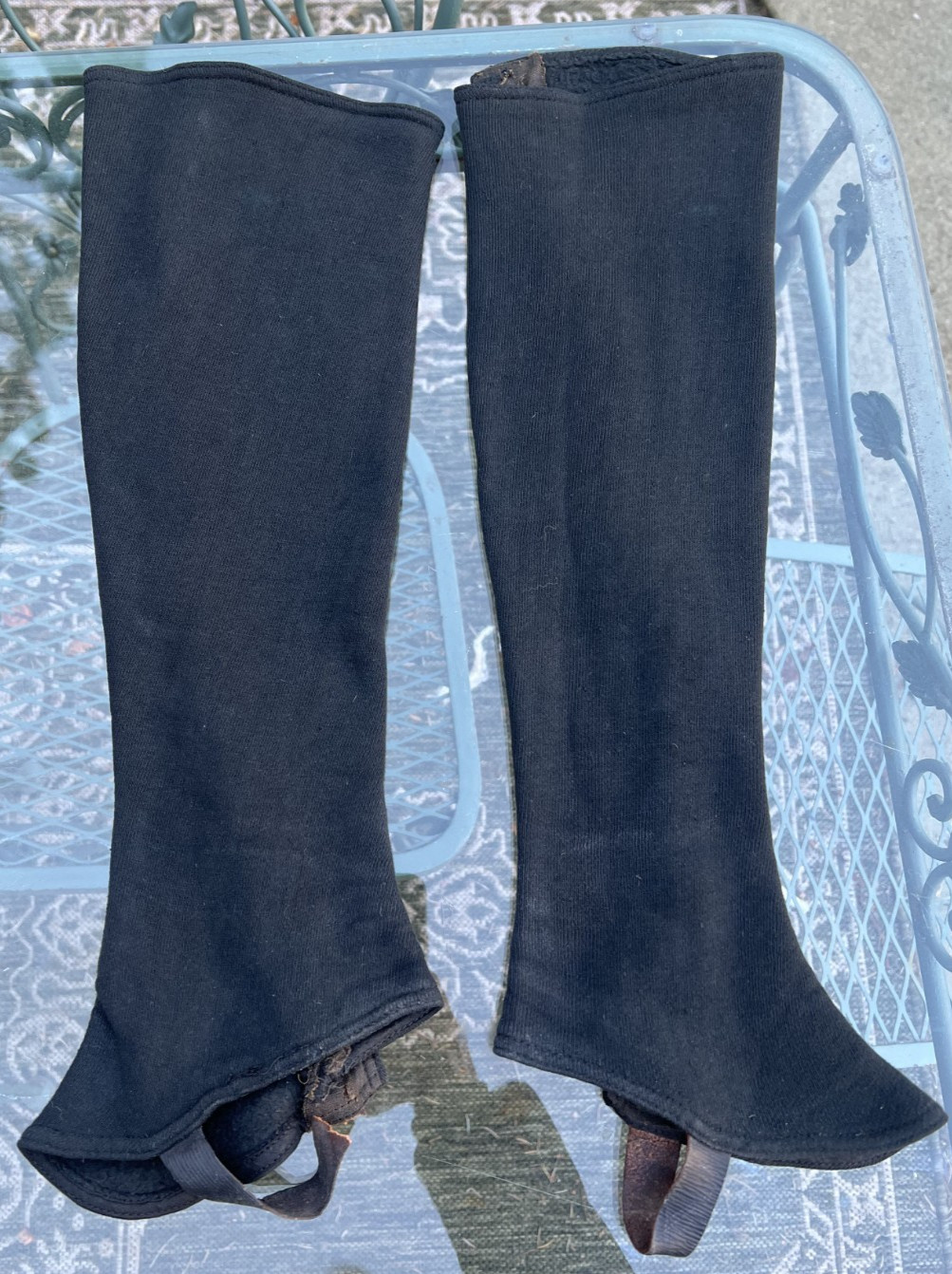 ANTIQUE VICTORIAN LONG BLACK WOOL GAITERS SPATS