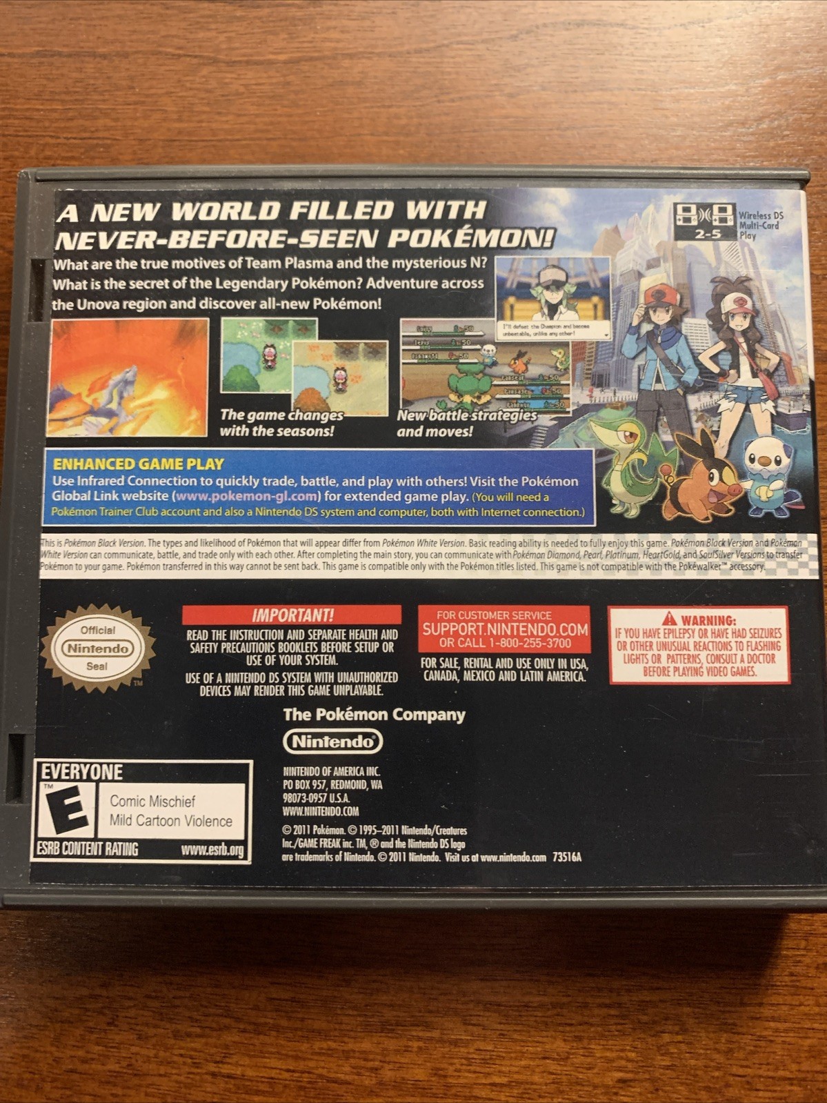 Pokemon Black Version Nintendo DS Replacement Case ONLY No Game - For Display