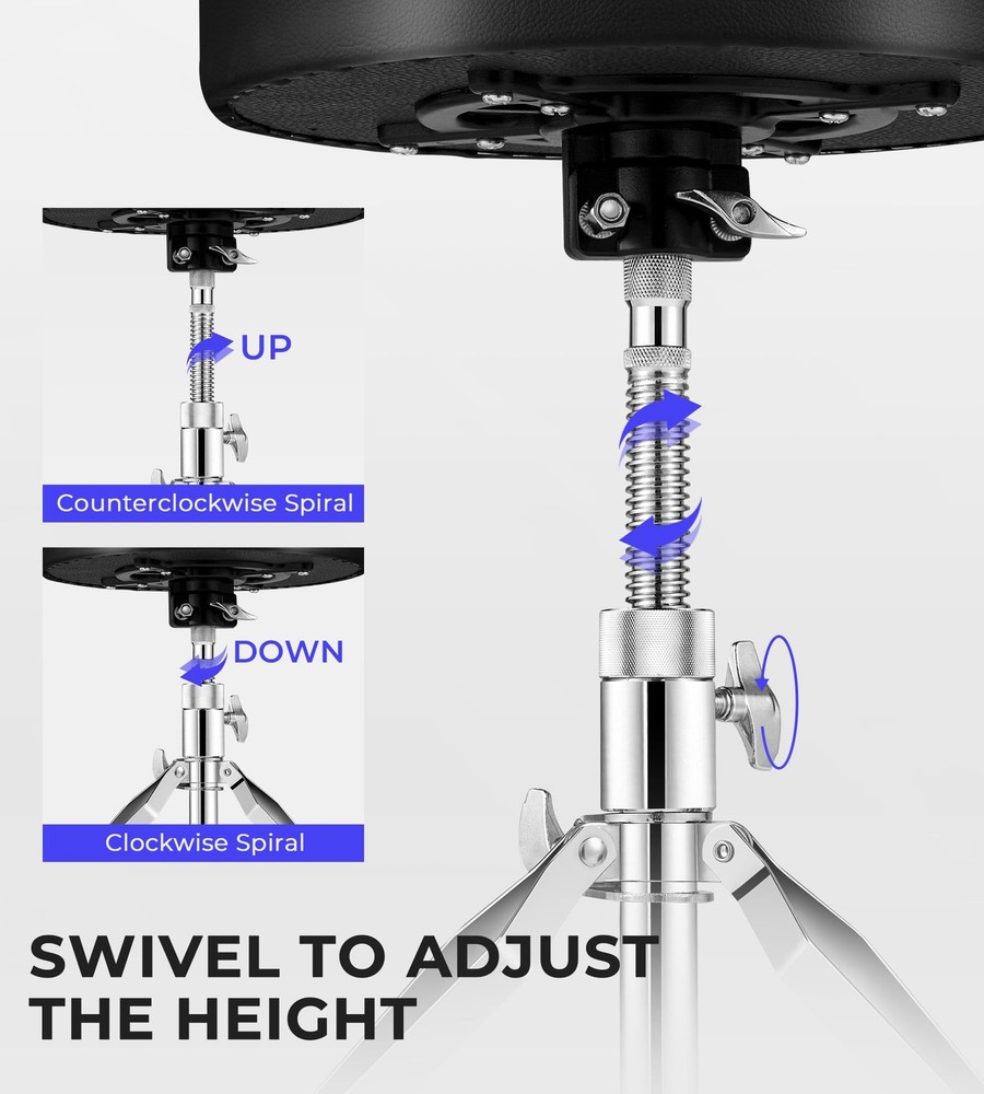 Adjustable Drum Throne Stool Double Braced with Drumsticks