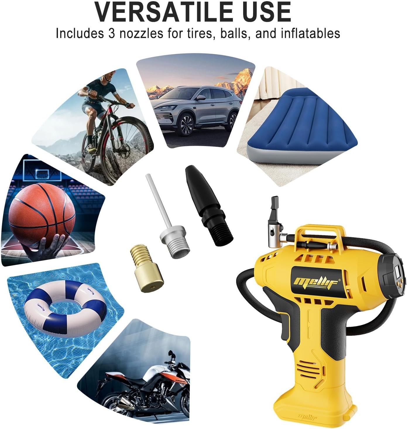 Cordless Tire Inflator Portable Air Compressor Tire Pump for Dewalt 20V Battery