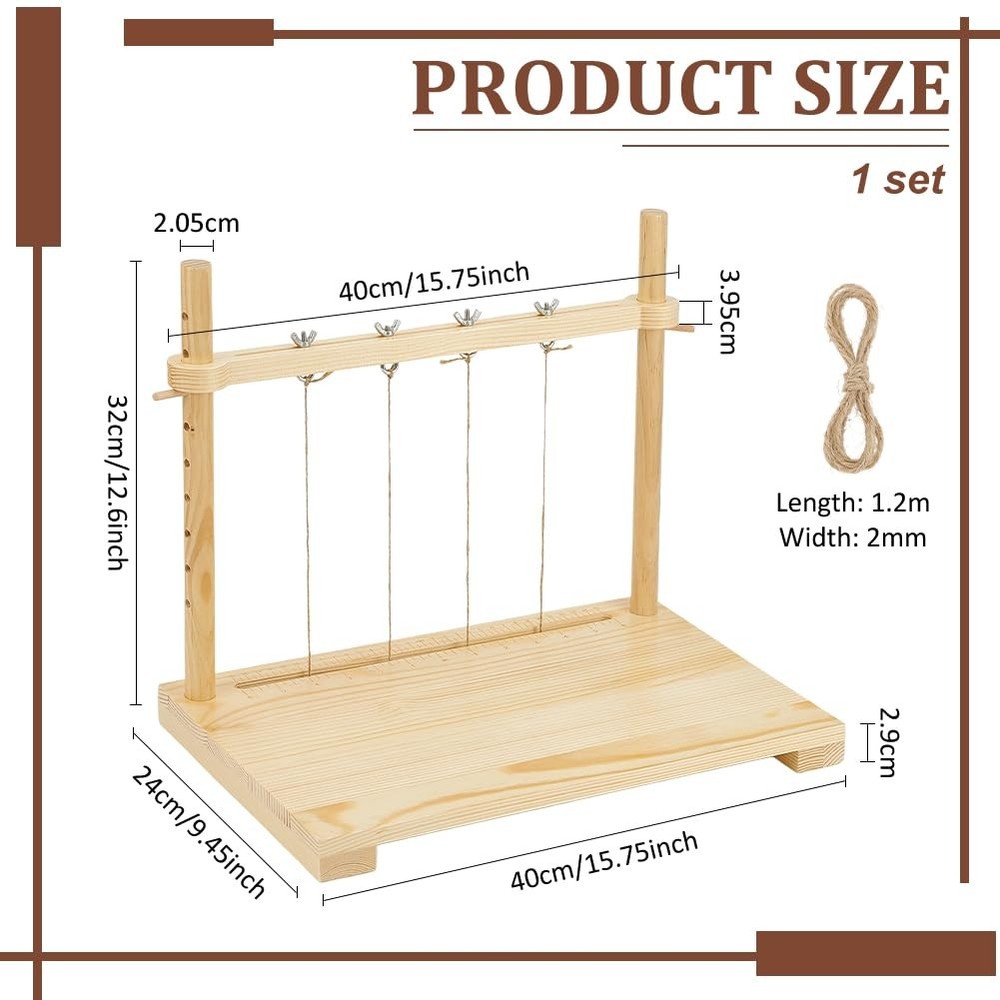 15.7X9.4Inch Bookbinding Sewing Frame Set, Hand DIY Binding Tools with Hemp Rop