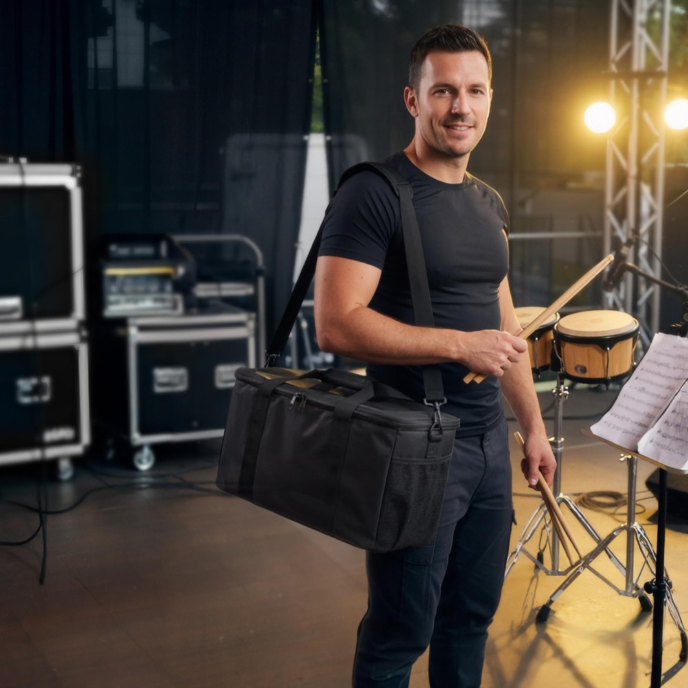 Bongo Drum Bag — Standard Size — 3 Extra Pockets for Accessories, Removable P...