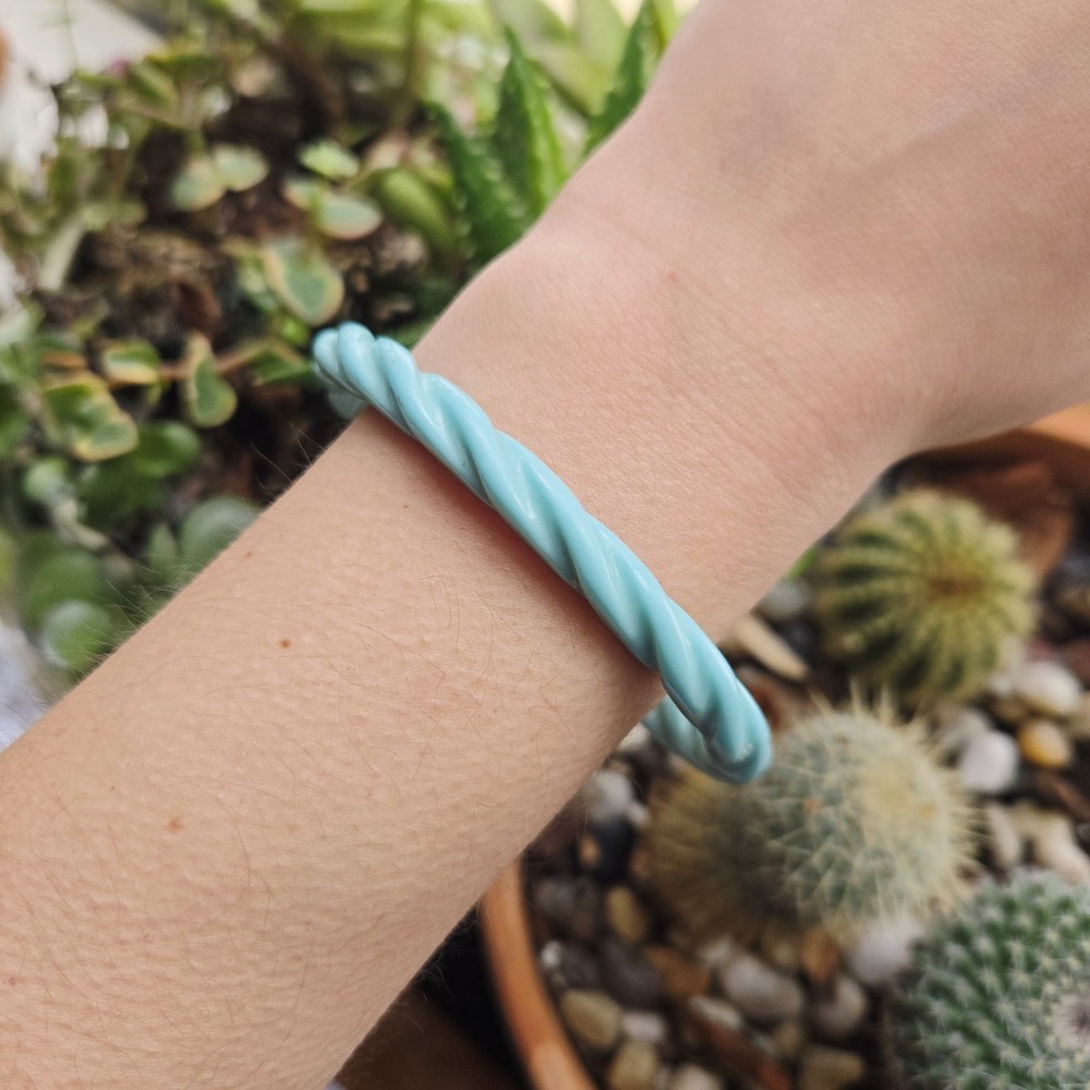 Vintage Sky Blue Twist Wave Bangle Bracelet
