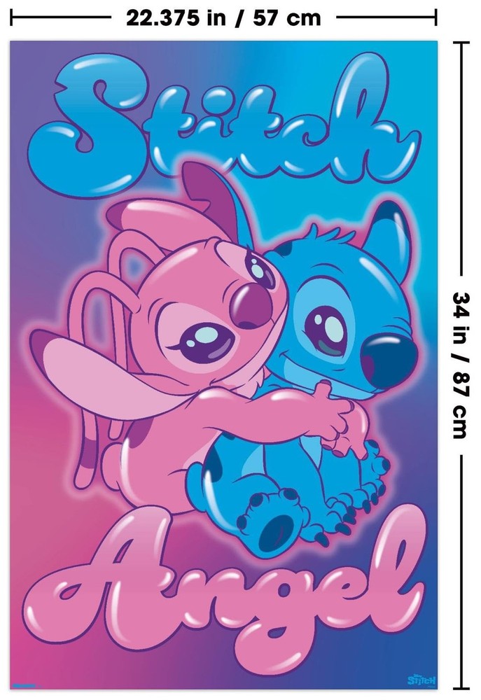 Disney Lilo and Stitch - Angel and Stitch Hug Wall Poster, 34L" x 22.4W", Unf...
