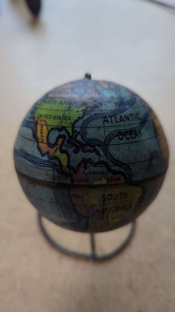 Miniature Globe Tin Old Vintage