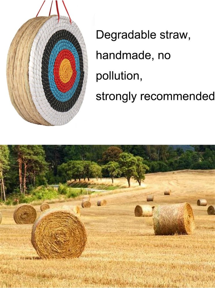 DOSTYLE Traditional Hand-Made Solid Straw Archery Target - Round Coloured Rop...
