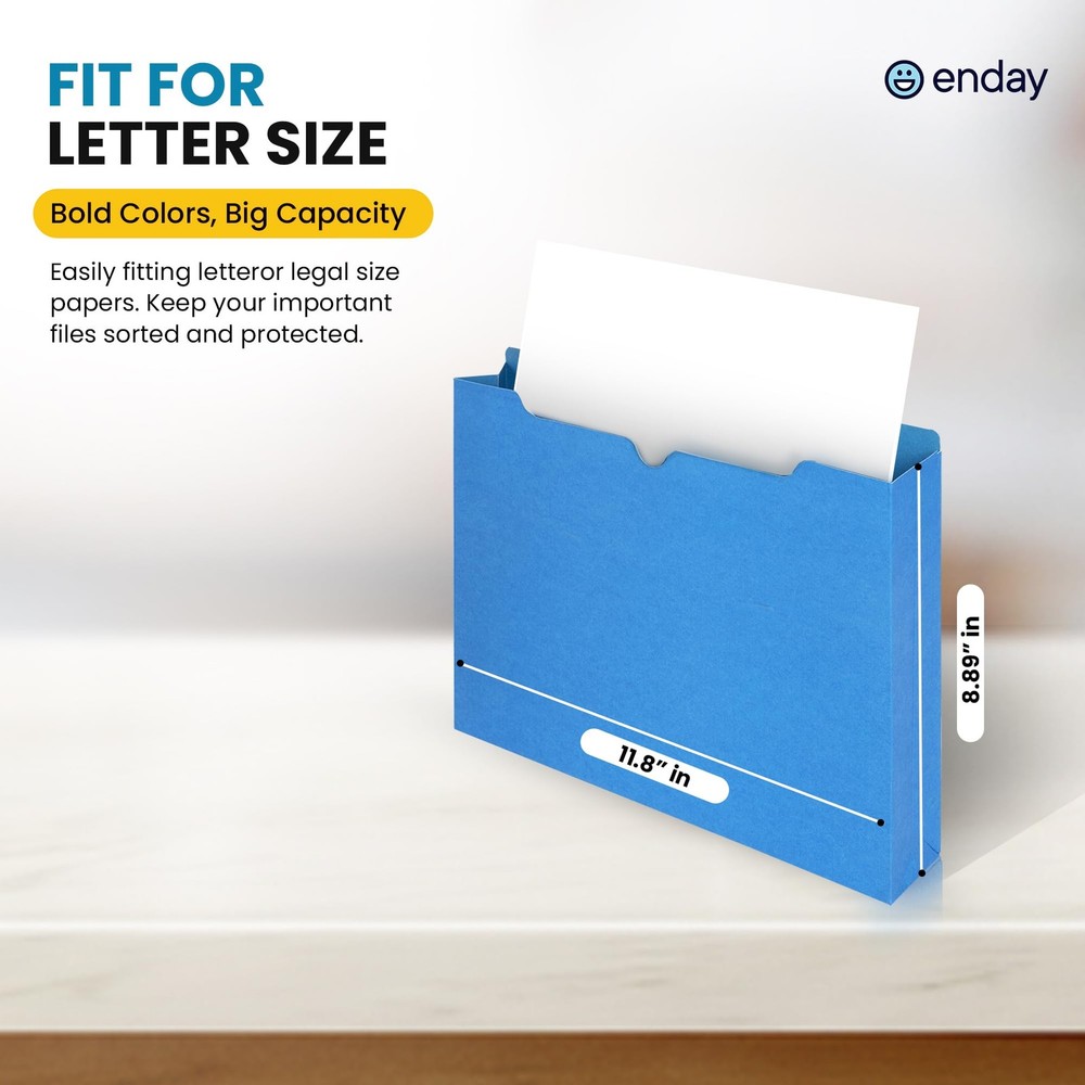 2 Inch File Jackets (25 Pack)- Assorted Colors Expandable File Folders - Stra...