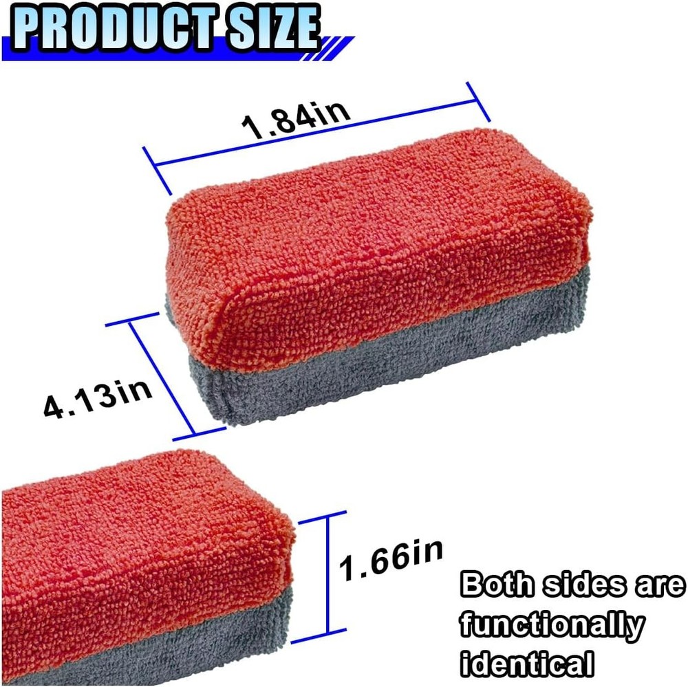 12PCS Ceramic Coating Applicator Sponge, 4.13'' x 1.84'' Microfiber Car Red