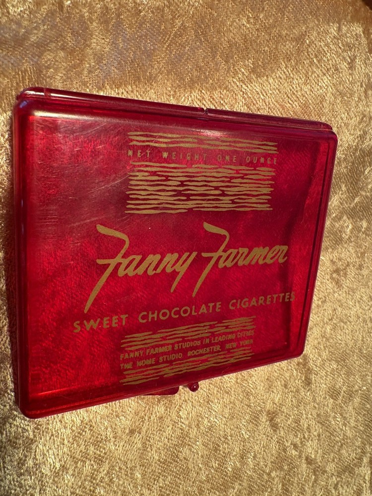 Fanny Farmer Translucent Red Plastic Case for Sweet Chocolate Cigarettes