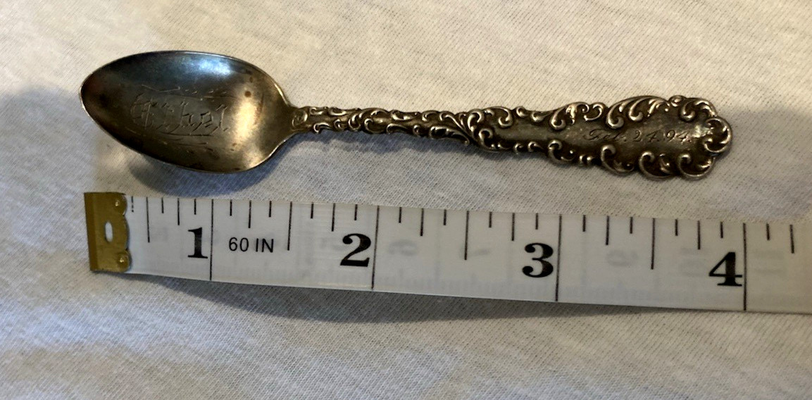 Robert Wallace & Sons RW&S Sterling Silver Spoon 1892 ETHEL Monogram Feb 24 1894