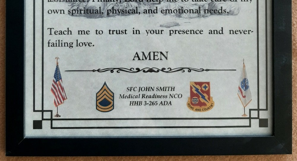 MC-NICE: ARMY Combat Medic Prayer ALL UNITS Framed PERSONALIZED