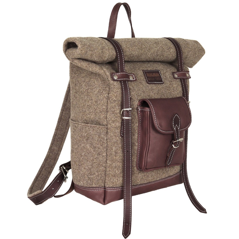 Akah Hunting Backpack Rolltop - Wool Felt With Olive Leather