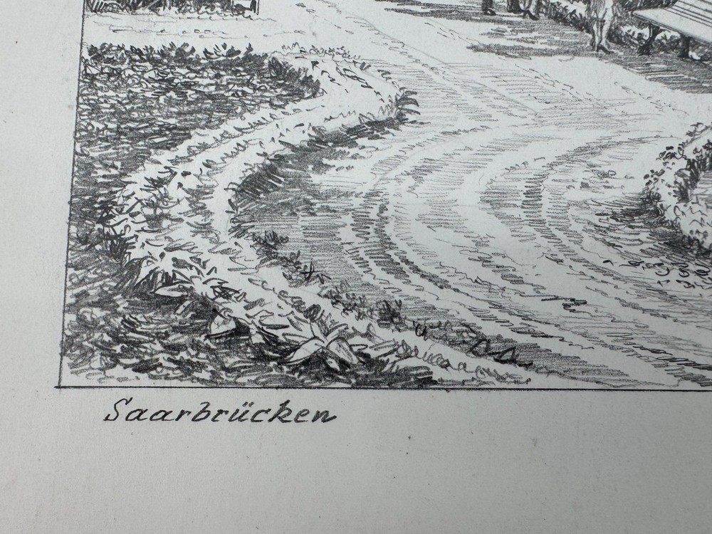 * HEINZ WEHLISCH DRAWING SAARBRÜCKEN VIEW SIGNED