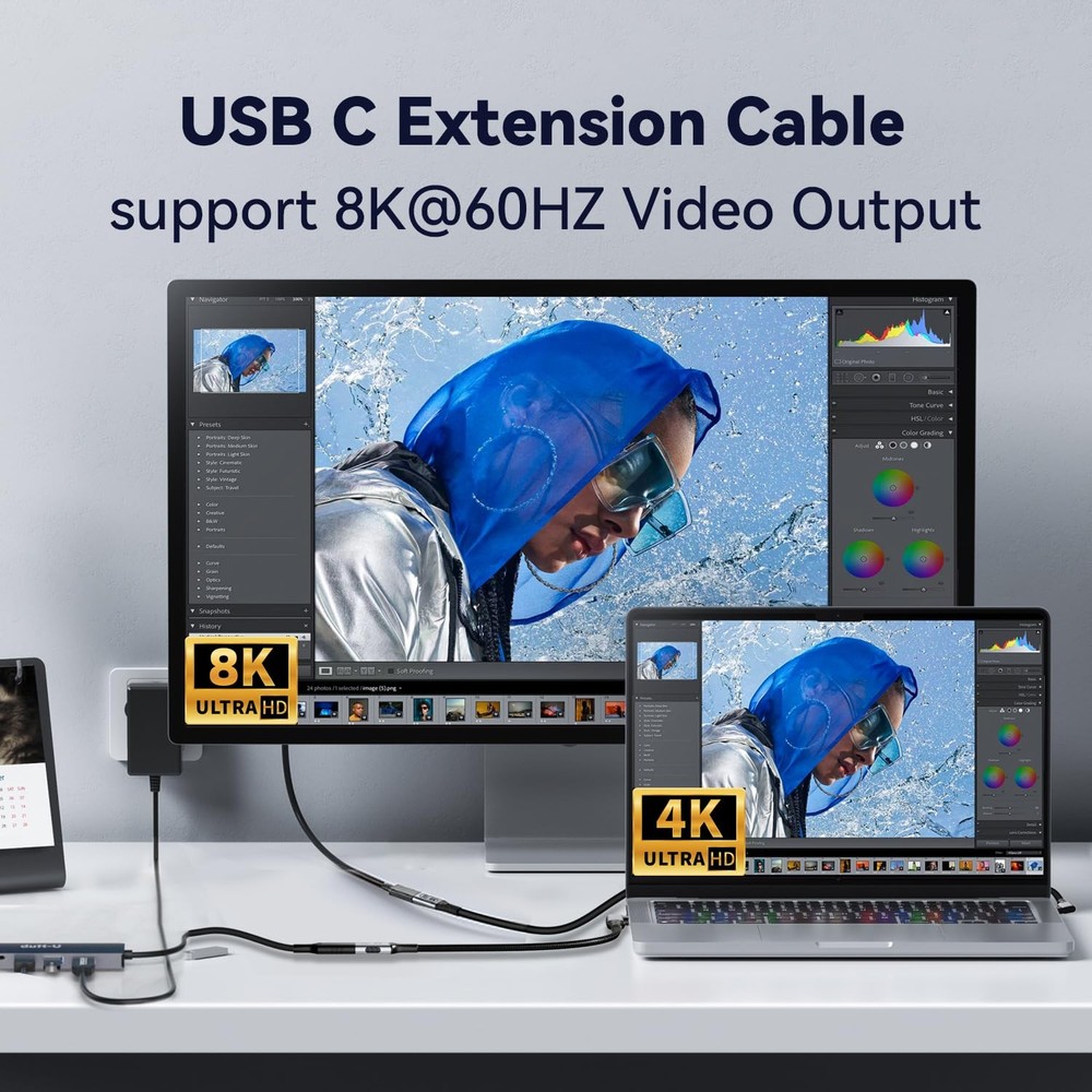 short right angle usb c extension 2FT Compatible with Thunderbolt 4 2 ft
