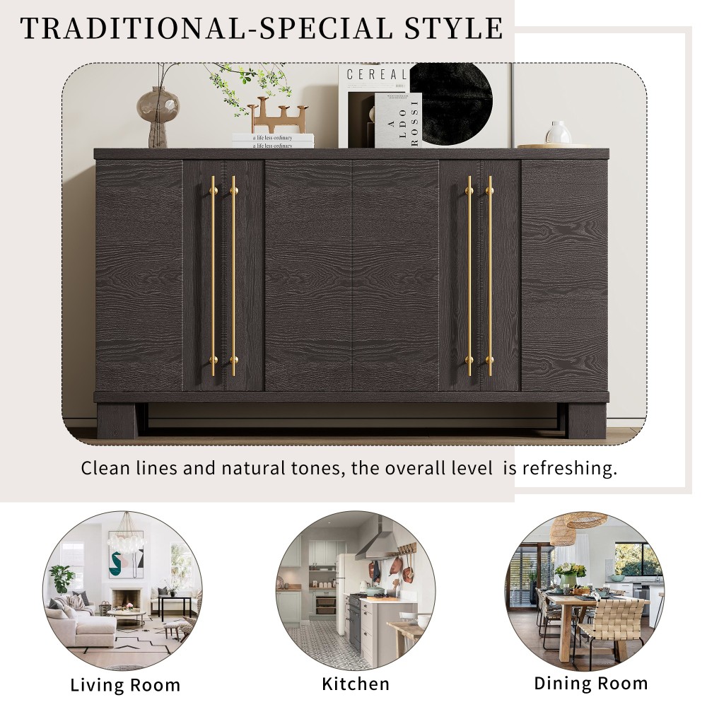 Sideboard Buffet Cabinet with Storage, Wood Sideboard with Adjustable